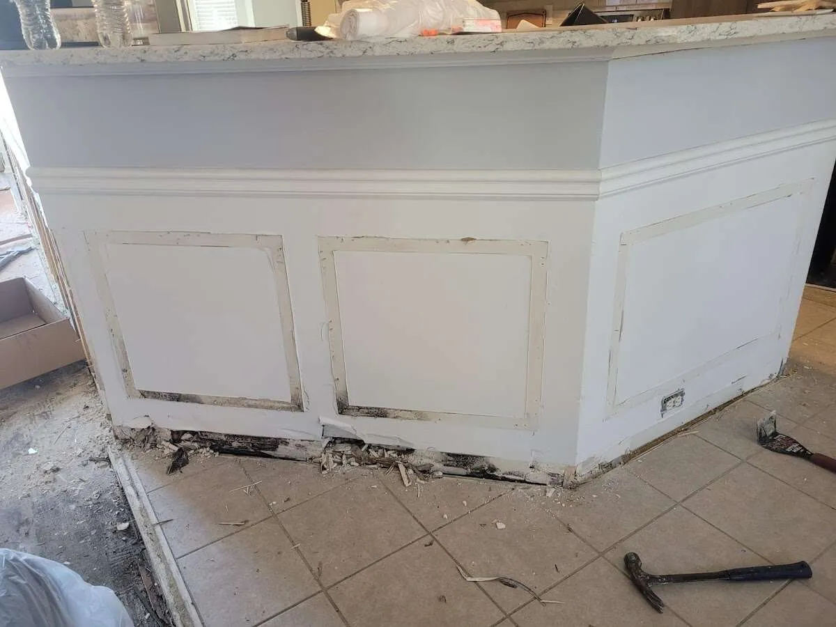 Water damage and mold on kitchen during Storm Damage Restoration in Heartland